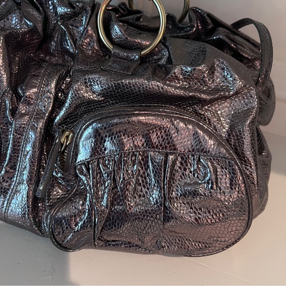 Bulga Metallic Silver Satchel Bag | Y2K Shoulder Purse with Crossbody Strap | 16 - Picture 3 of 9